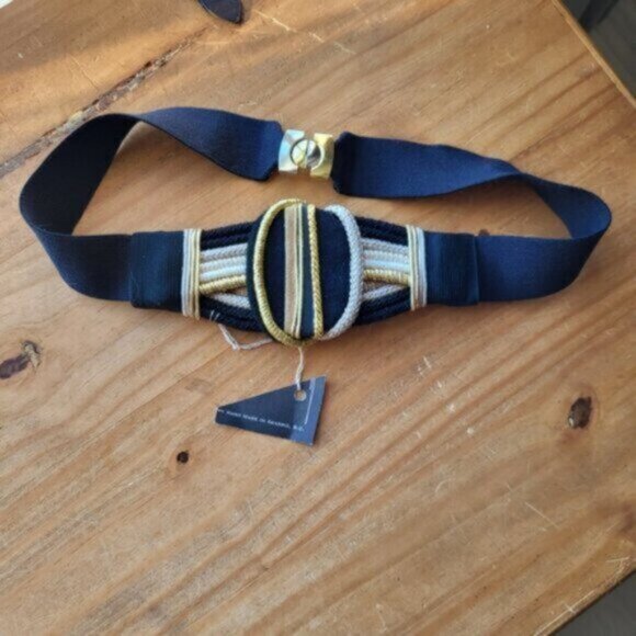 Retro Gold tone Elastic Rope Belt NWT Sz Medium - Picture 3 of 10